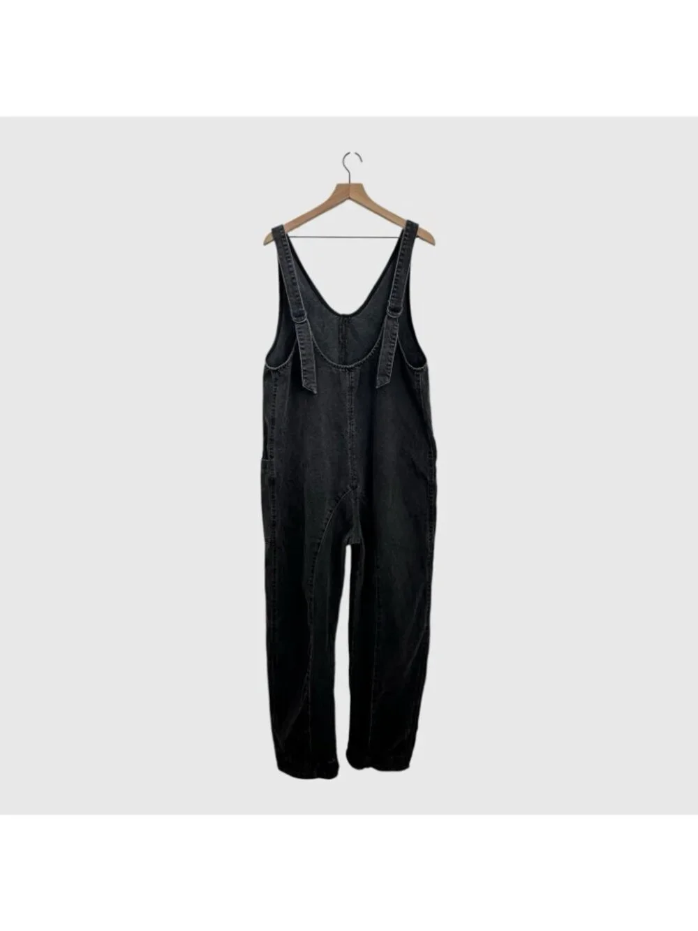 Free People We The Free High Roller Jumpsuit Women’s Size S Black Denim Romper